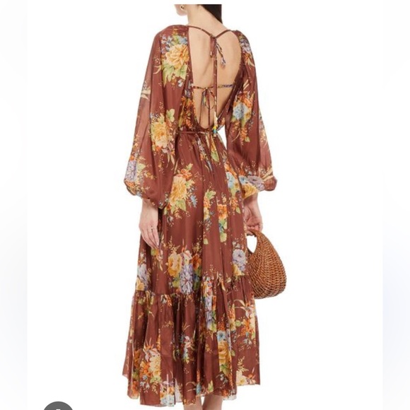 Zimmermann Zinnia Tie-back floral print silk dress - Size 1 - Picture 2 of 5